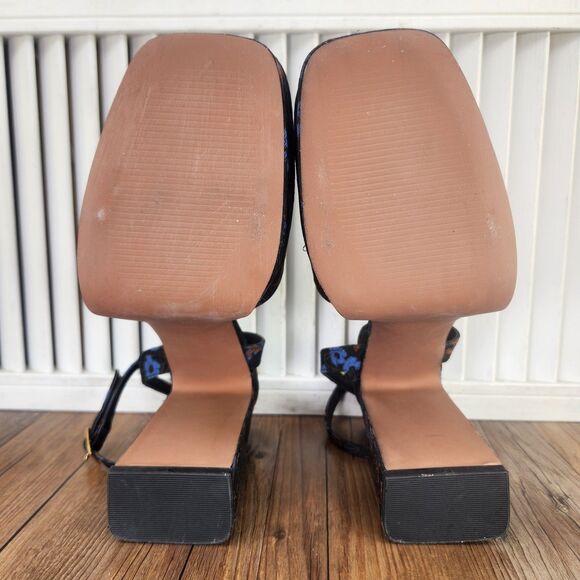 ASOS Design Peaked Platform High Heels Womens Size 9 Black Floral Chunky Shoes - Picture 7 of 11